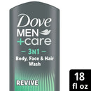 Dove Men+Care Revive Hydrating 3-in-1 Tea Tree Oil Body Wash for Men All Skin, 18 oz